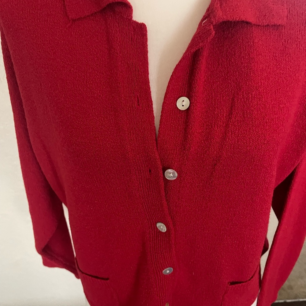 Red Button-Up Cardigan - Picture 2 of 8